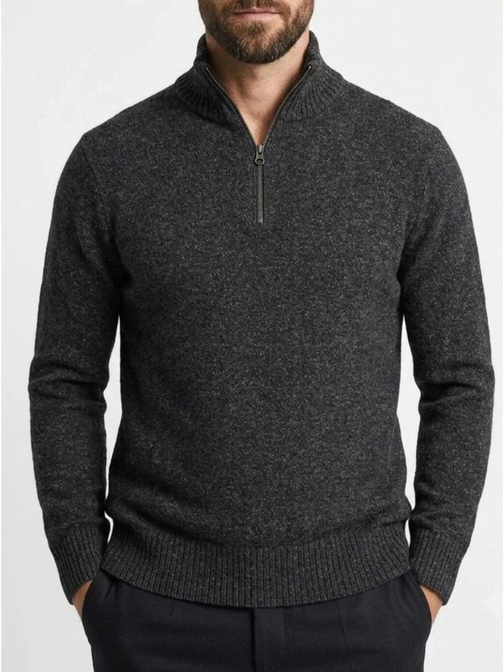 J. Crew Charcoal Gray Quarter-Zip Sweater
